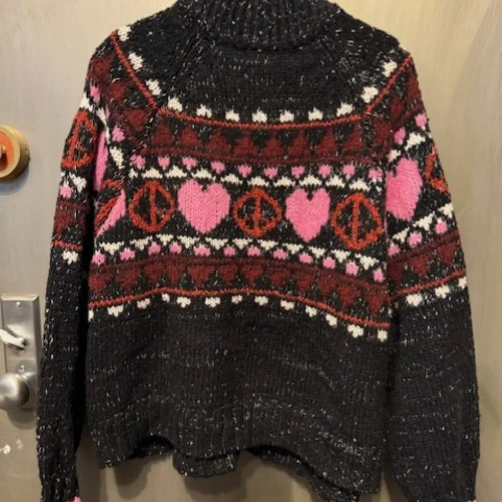 Pilcro Peace Love Icon Zip-Up Cardigan Sweater - Picture 13 of 16